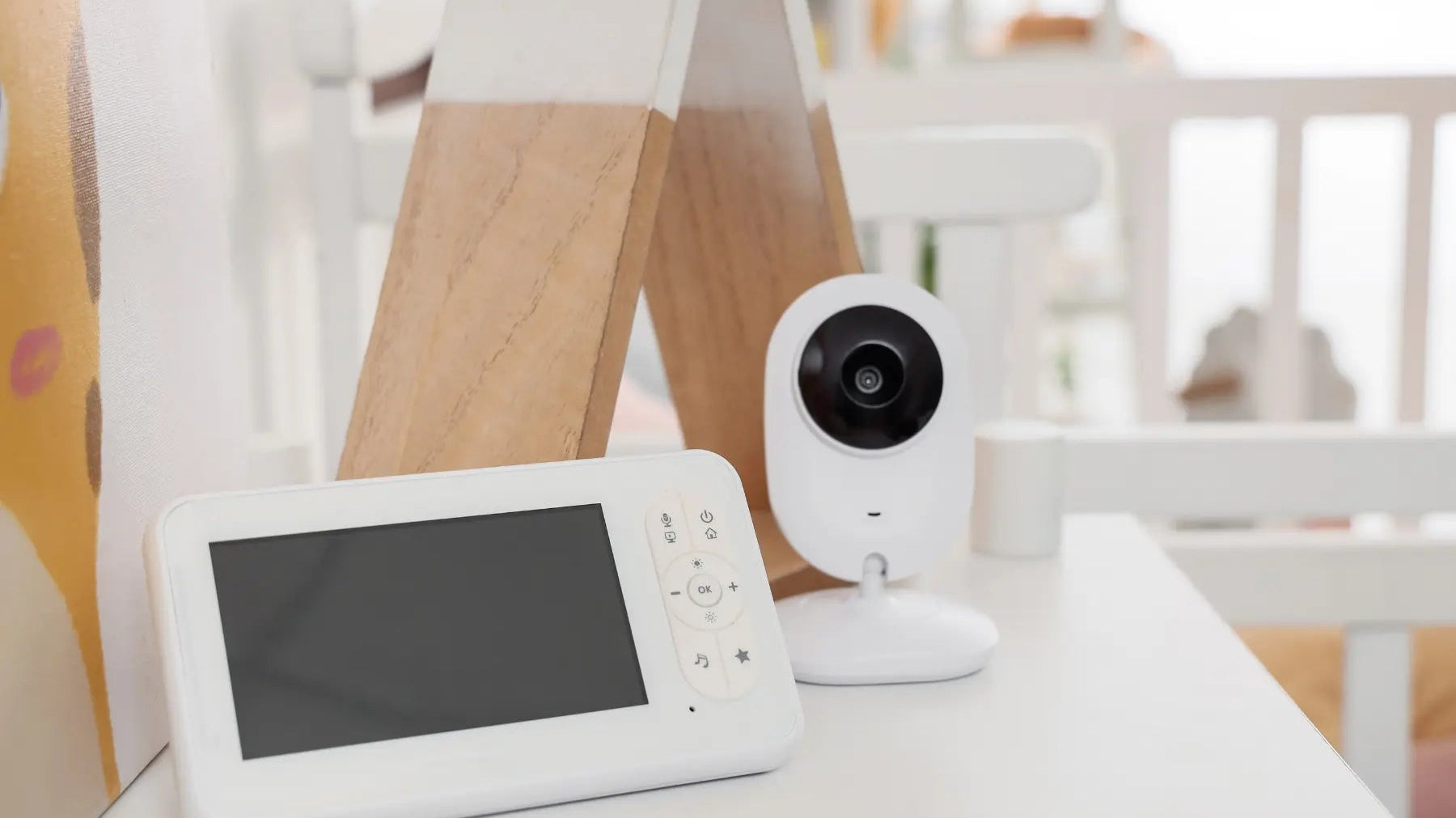 Baby monitor and camera in a baby nursery