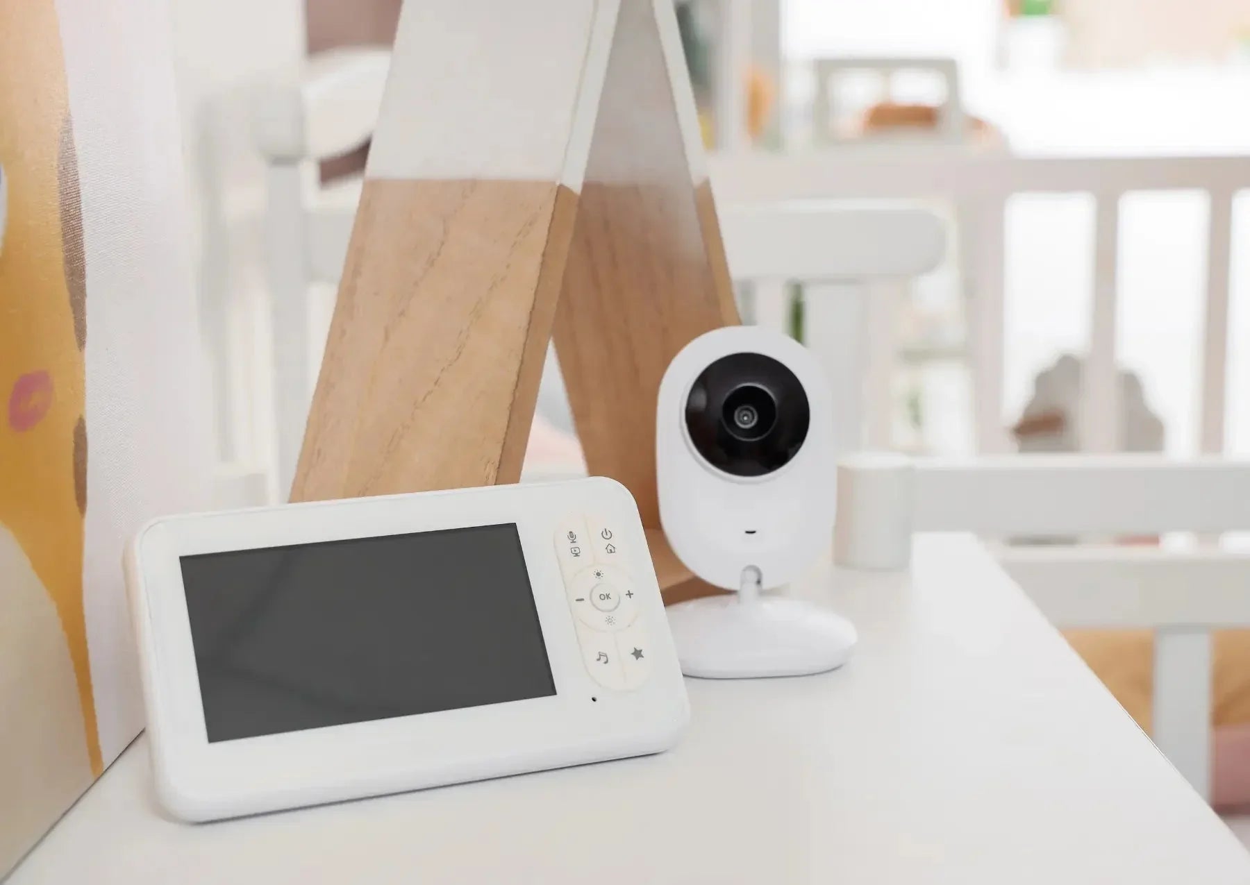 Baby monitor and camera in a baby nursery