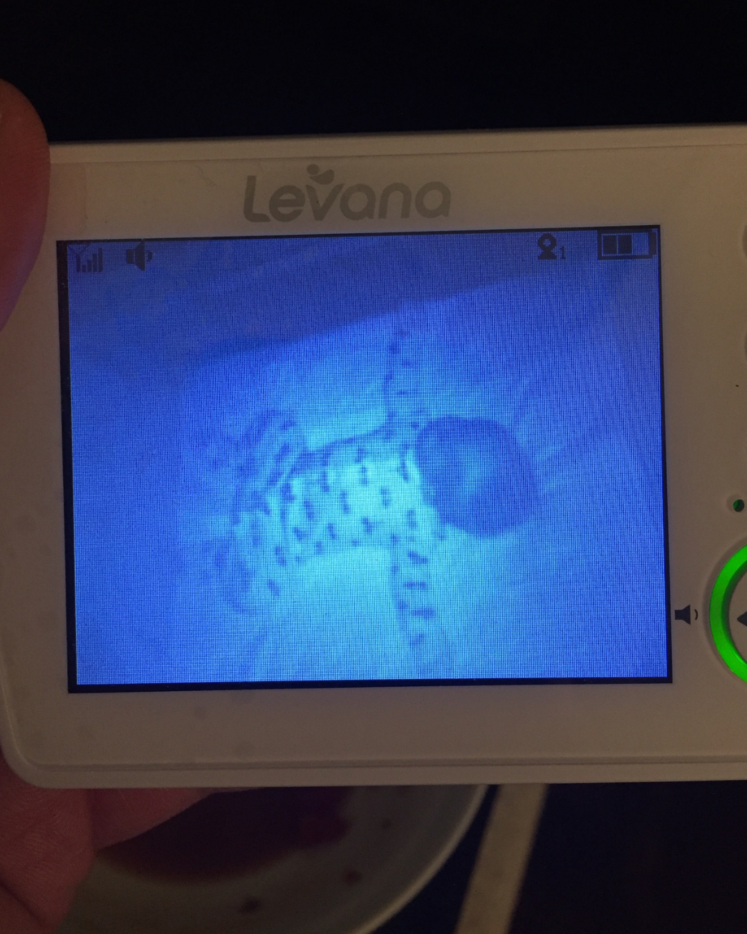 Baby sleeping on a baby monitor 