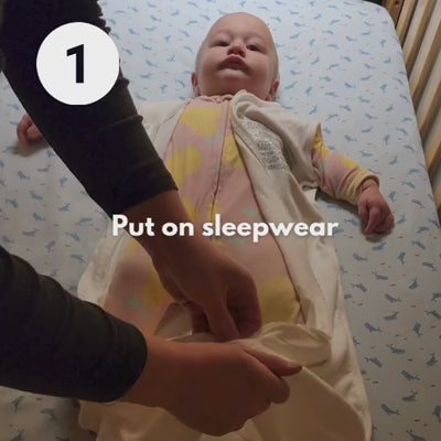 Video demonstrating how to use Sleep of Mind sleepwear. First put the sleepwear on your baby, next place your video monitor in the centre of the sleep space, then turn your monitor on and watch your baby breathe